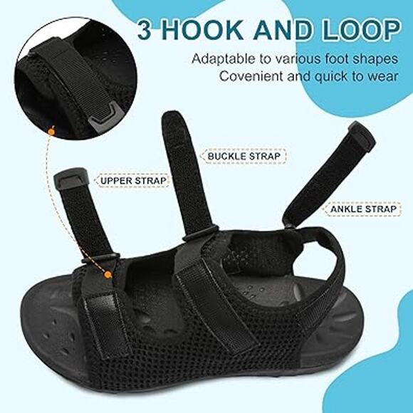 New Joinfree Women Size 9.5 Black Mesh Hook Loop Orthopedic Walking Sandal Shoes - Picture 3 of 5